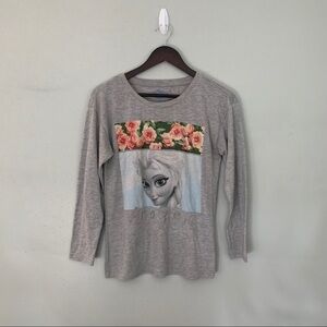 Disney Frozen Elsa Long Sleeve Top Gray Medium